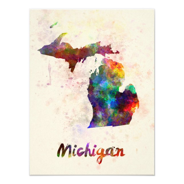 Michigan US state im Watercolor Fotodruck (Vorne)