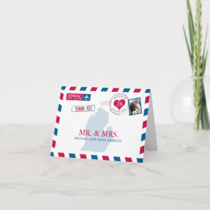 Michigan USA Airmail Wedding Vielen Dank Dankeskarte