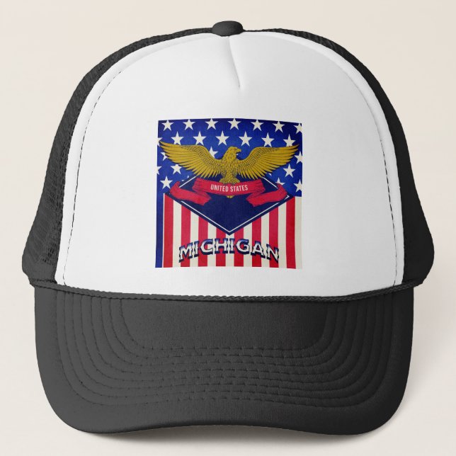 Michigan USA Flag Truckerkappe (Vorderseite)