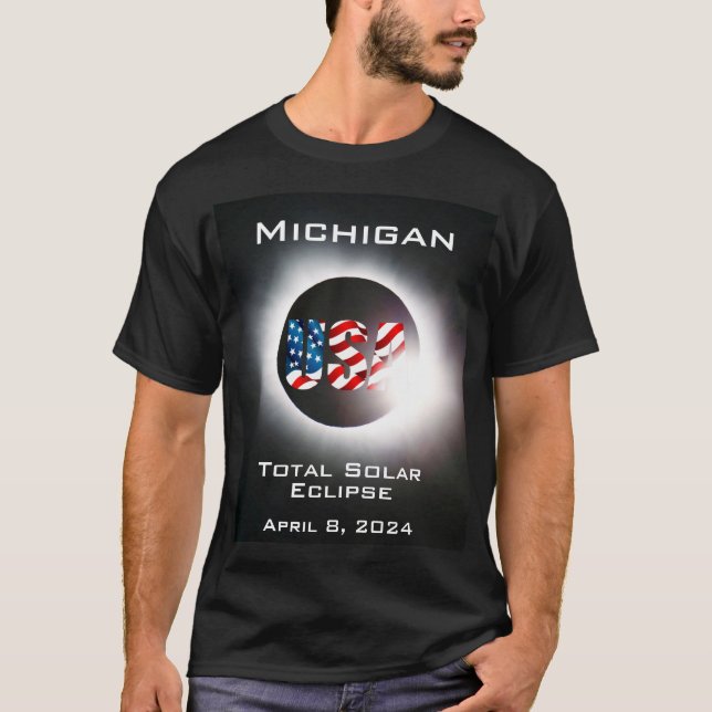 Michigan USA Total solar eclipse 8. April 2024 T-Shirt (Vorderseite)