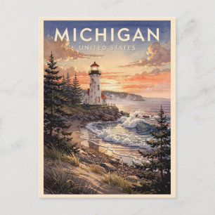 Michigan USA Vintage Reise Postkarte