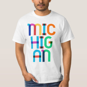 Michigan Vintag Retro Pop Art 80er Primärfarben T-Shirt