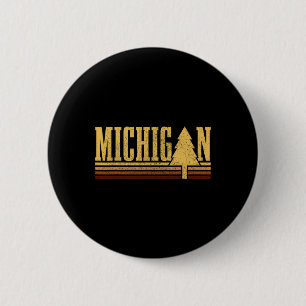 Michigan Vintage Baum State Pride Camping Wandern Button