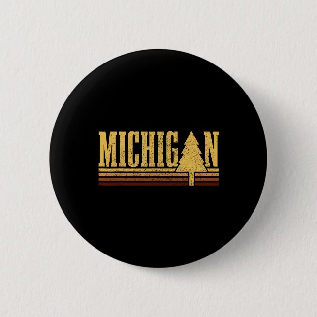 Michigan Vintage Baum State Pride Camping Wandern  Button (Vorderseite)