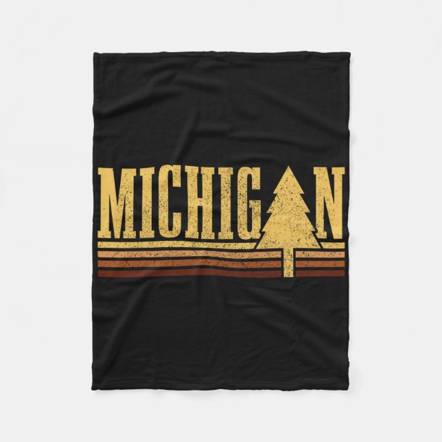 Michigan Vintage Baum State Pride Camping Wandern  Fleecedecke (Vorderseite)