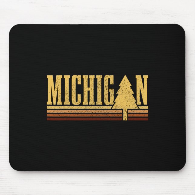 Michigan Vintage Baum State Pride Camping Wandern  Mousepad (Vorne)