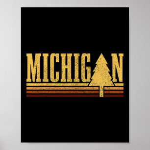 Michigan Vintage Baum State Pride Camping Wandern Poster