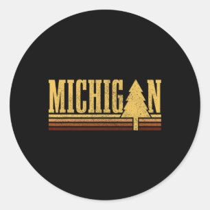 Michigan Vintage Baum State Pride Camping Wandern Runder Aufkleber