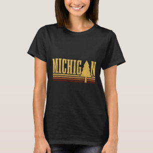 Michigan Vintage Baum State Pride Camping Wandern T-Shirt