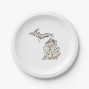 Michigan Vintage-Bildkarte Papierparty-Teller Pappteller