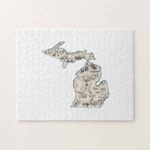 Michigan Vintage Bildkarte Puzzle