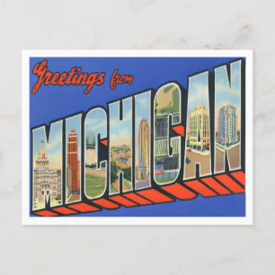 Michigan Vintage Große Buchstaben Postkarte