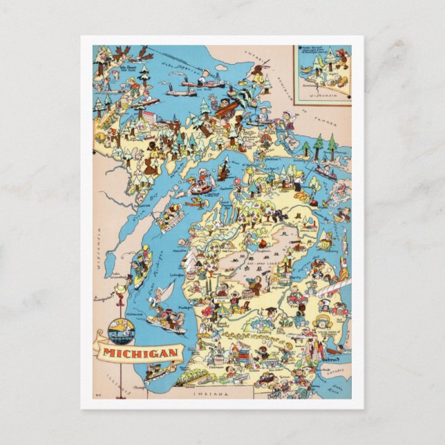 Michigan Vintage Lustige Karte (Vorderseite)