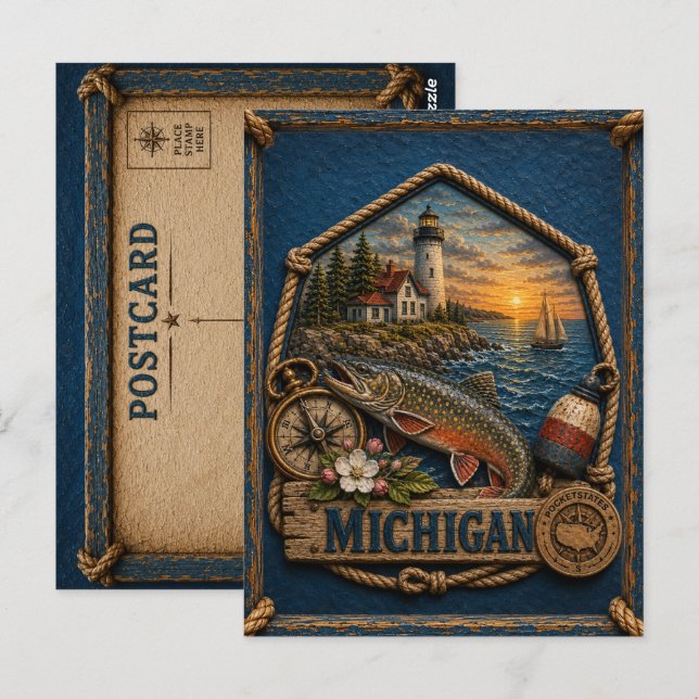 Michigan Vintage Reise Postkarte (Vorne/Hinten)