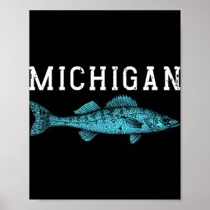 Michigan Walleye-Angler Fischer Mittlerer Westen Poster