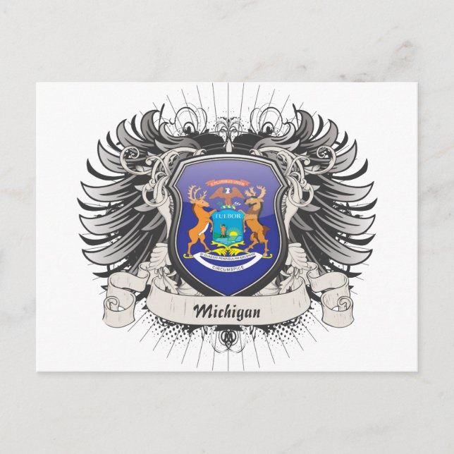 Michigan Wappen Postkarte (Vorderseite)