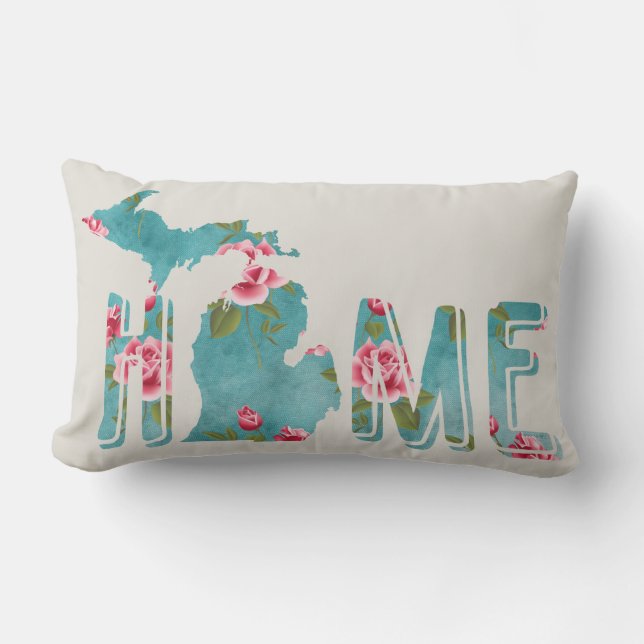 Michigan Watercolor | Shabby Rose | HOME Lendenkissen (Vorderseite)