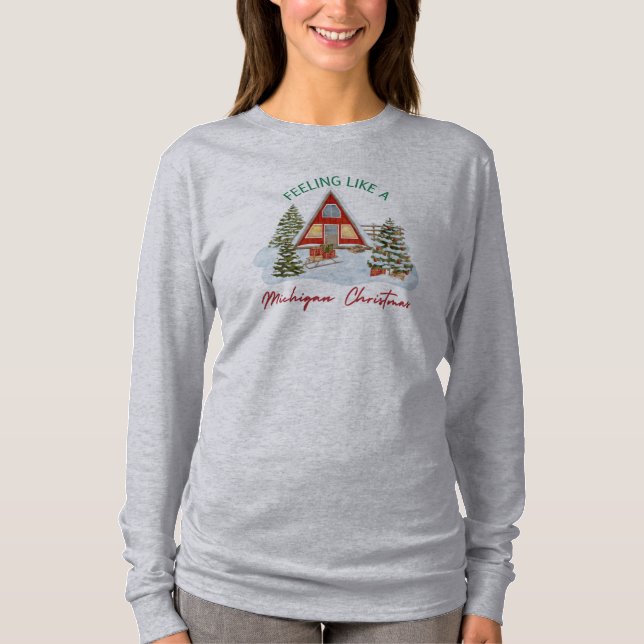 Michigan Weihnachts-Langärmel-T - Shirt (Vorderseite)