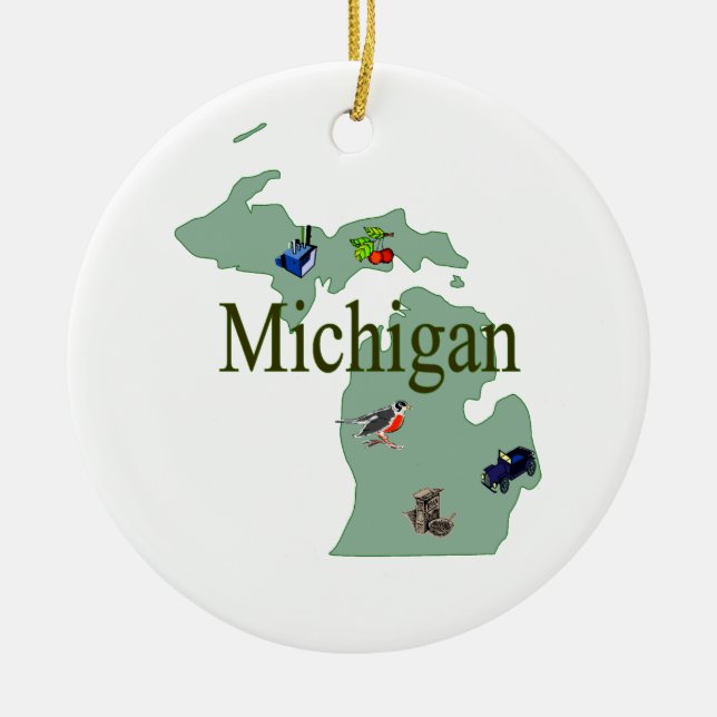 Michigan-Weihnachtsbaum-Verzierung Keramikornament (Vorne)