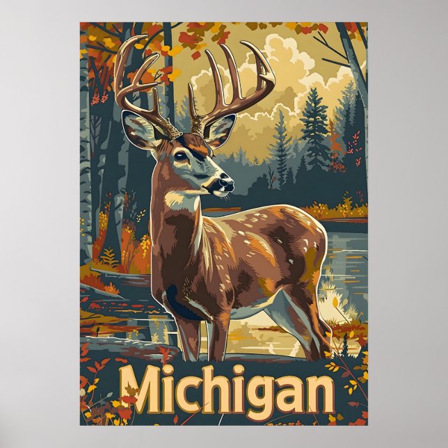 Michigan Weißschwanzhirsche Poster (Vorne)