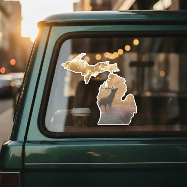 Michigan Wildlife - Elk Aufkleber (Hear the call of the Michigan wild.)