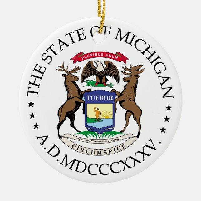 Michigan-Zeichen Keramik Ornament (Vorne)