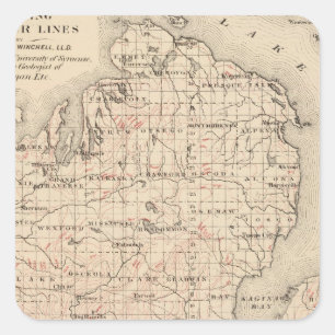 Michigan zeigt Konturlinien Quadratischer Aufkleber