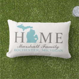Michigan Zuhause Aqua Blue Custom City Herz Kissen Für Draußen