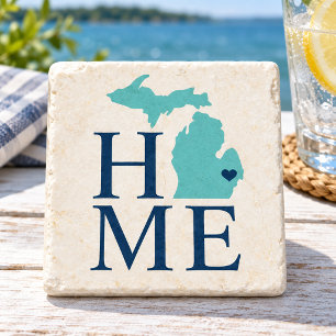 Michigan Zuhause Aqua Navy Blau Benutzerdefinierte Steinuntersetzer