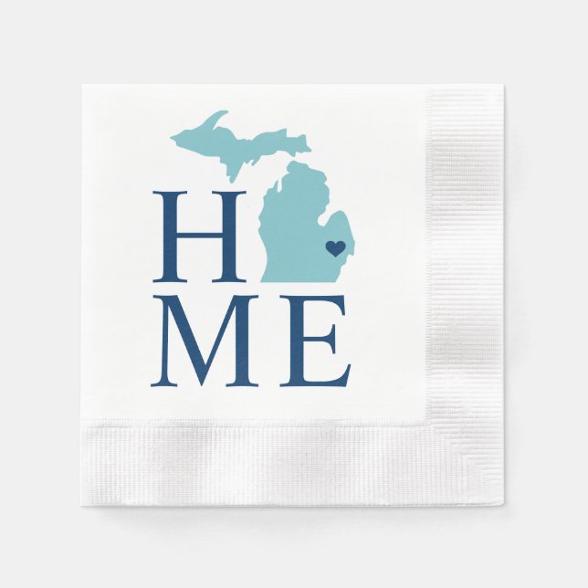 Michigan Zuhause Aqua Navy Blue Custom City Heart Serviette (Vorderseite)