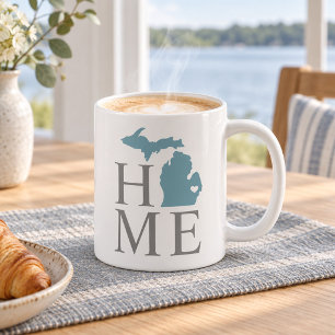 Michigan Zuhause Blau Grauer Staat Herz Kaffeetasse