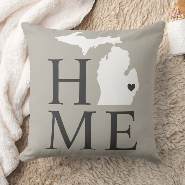 Michigan Zuhause Gray Custom City Heart Kissen (Decke)