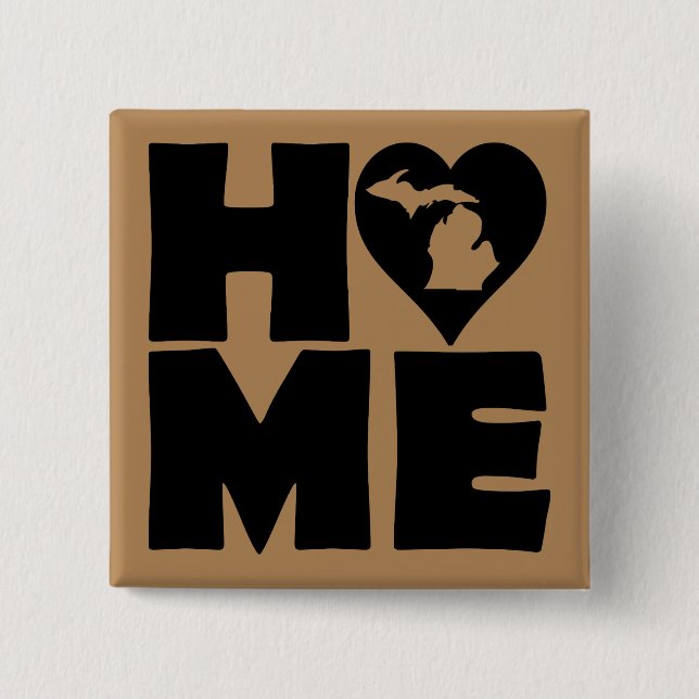 Michigan Zuhause Heart Staat Button Abzeichen Butt (Vorderseite)
