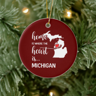 Michigan Zuhause ist das Herz Keramik Ornament