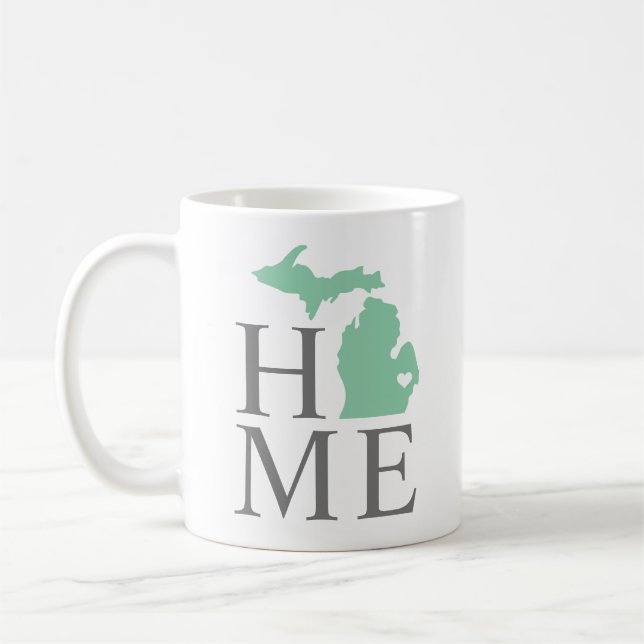 Michigan Zuhause Mint Green Custom City Heart Kaffeetasse (Links)