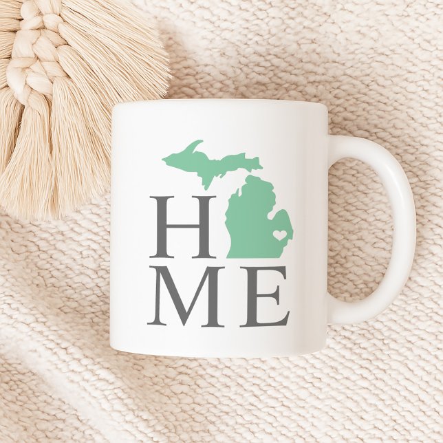 Michigan Zuhause Mint Green Custom City Heart Kaffeetasse (Von Creator hochgeladen)