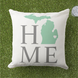 Michigan Zuhause Mint Green Custom City Heart Kissen