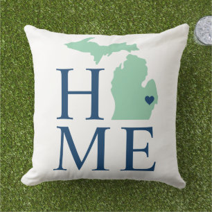 Michigan Zuhause Mint und Navy Blue Custom City He Kissen