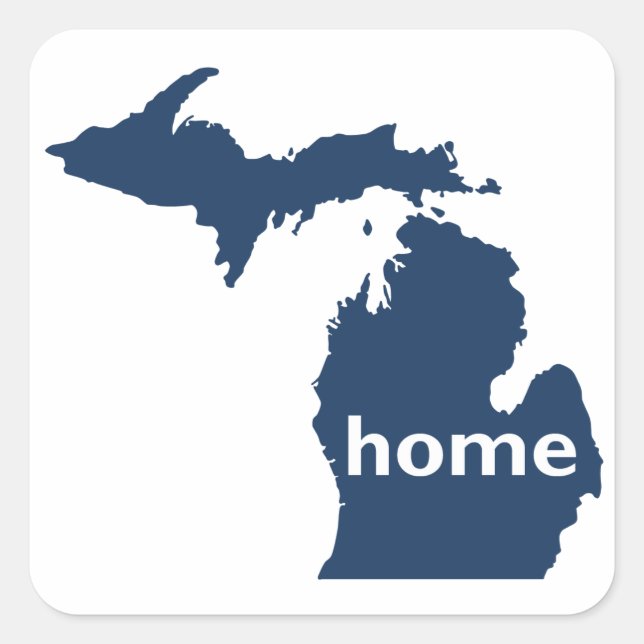 Michigan Zuhause Quadratischer Aufkleber (Vorderseite)