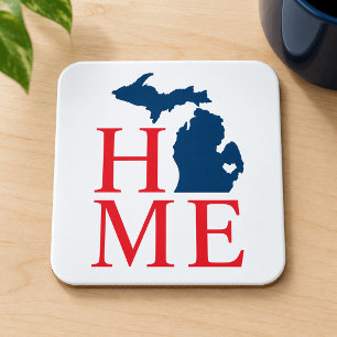 Michigan Zuhause Red White Blue Custom City Herz Getränkeuntersetzer