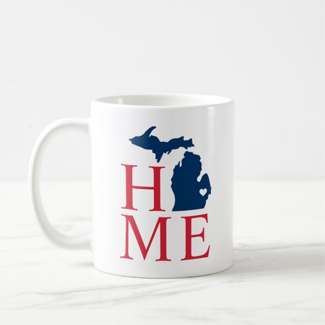 Michigan Zuhause Red White Blue Custom City Herz Kaffeetasse (Links)