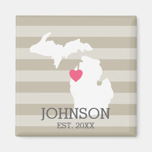 Michigan Zuhause Staat City Map - Custom Wedding Magnet