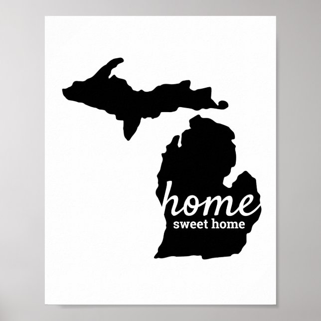 Michigan Zuhause Sweet Zuhause Black Silhouette Poster (Vorne)