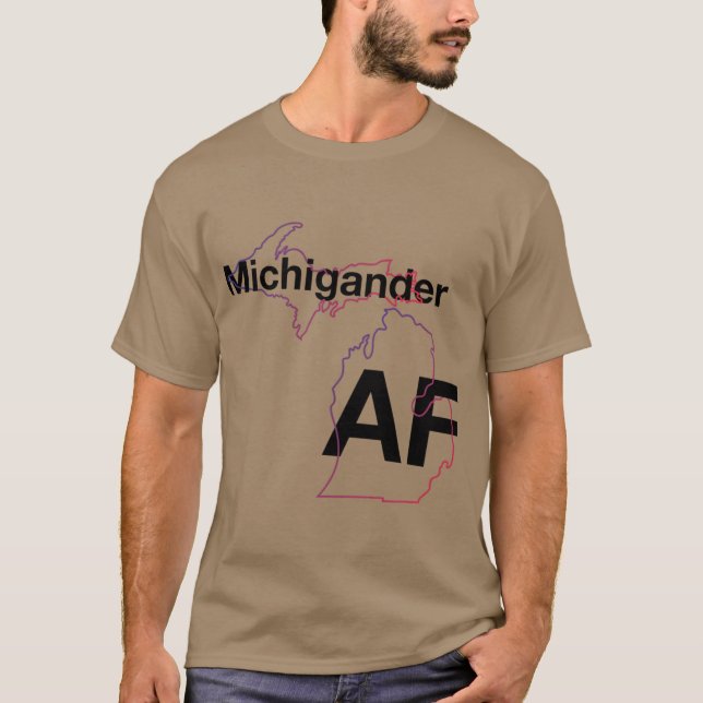 Michigander AF Minimalist Michigan State Outline O T-Shirt (Vorderseite)