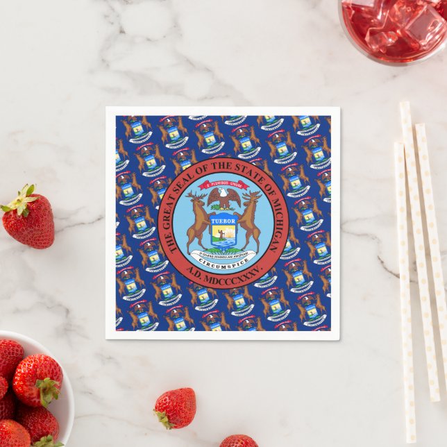Michigander-Flagge & Siegel, Michigan Serviette (Beispiel)