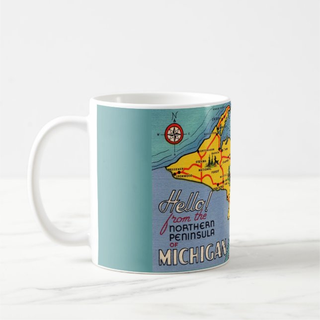 Michigan's Northern Peninsula Karte Kaffeetasse (Links)