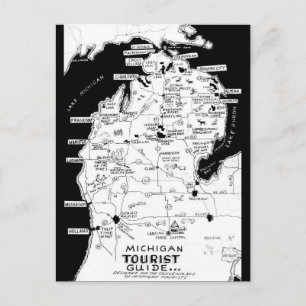 Michigans Touristenkarte  Postkarte