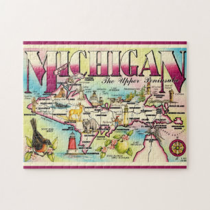 Michigan's Upper Peninsula Karte Puzzle
