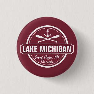 Michigansee, kundenspezifische Stadt, Name, Anker, Button