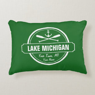 Michigansee, kundenspezifische Stadt, Name, Anker, Zierkissen